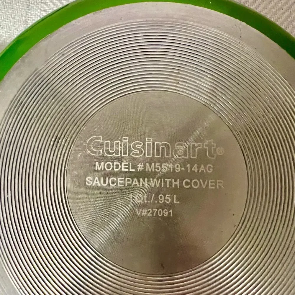 Green Cuisinart 1qt Stainless Steel Saucepan w Cover Lid #M5519-14AG Clean Retro